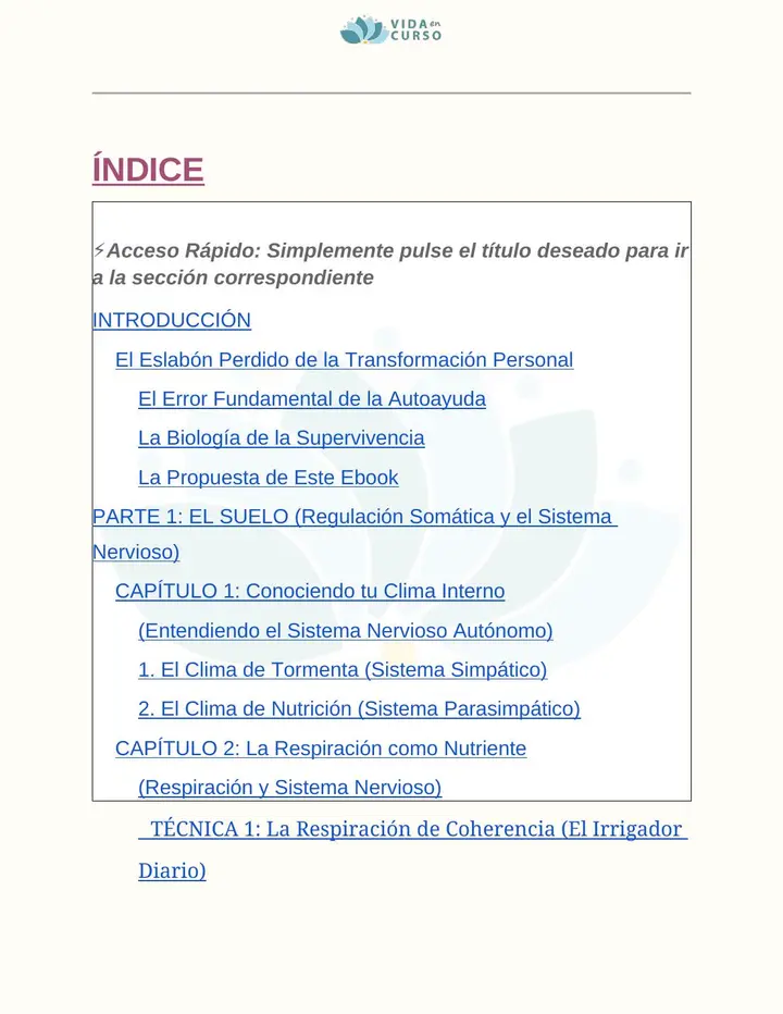 Índice interactivo del eBook